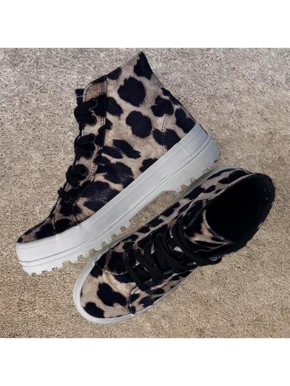 🐆 Superga Velvet Leopard Print High Top Sneakers Women’s 7.5🐆